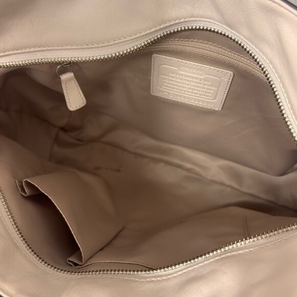 COACH ALEXANDRA CHAIN STONE LEATHER TOTE HOBO YELLOW CREAM SHOULDER HANDBAG - Picture 3 of 10